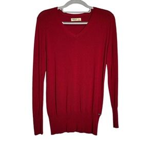 Time Out Los Angeles Pullover Sweater Women's Size S V-Neck Red Soft